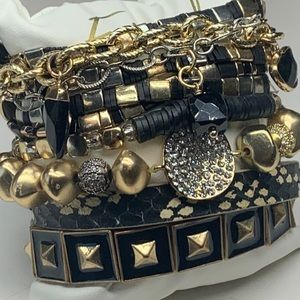 EUC Erimish Deco Chic Stack 7 stretch- 1 magnet charm & 1 leather cuff Soo WOW!